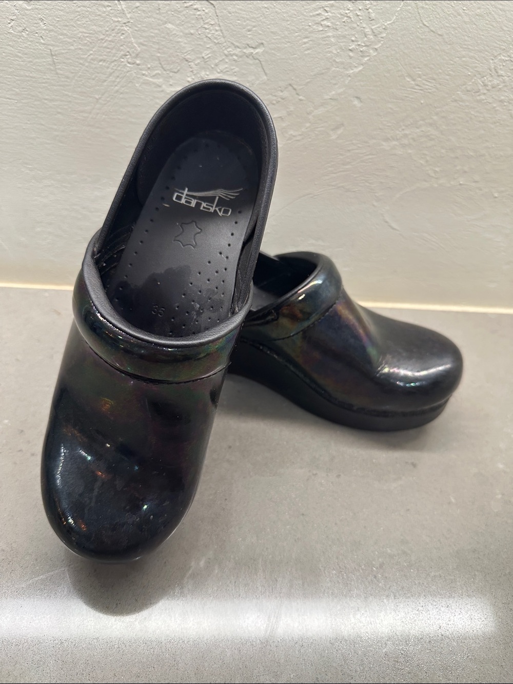 Dansko Black Iridescent Slip-On Clogs